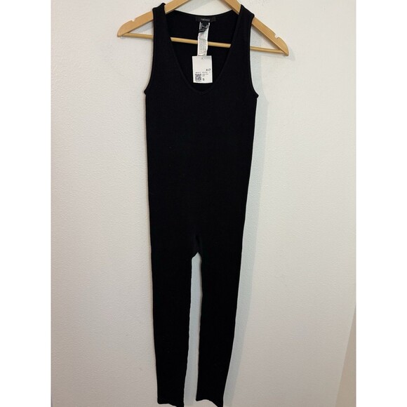 Forever 21 Catsuit Jumpsuit One Piece Ribbed Black Sleeveless Small New - Picture 1 of 7